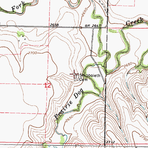 Topographic Map of Shibboleth (historical), KS