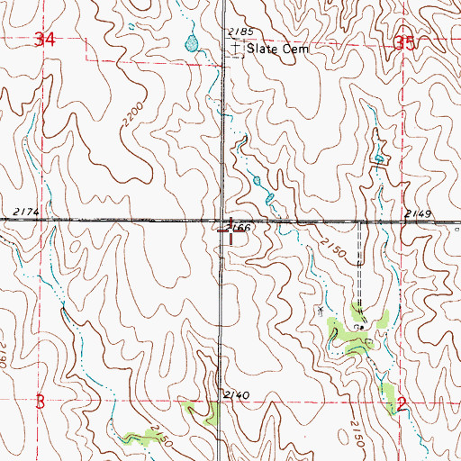 Topographic Map of Slate (historical), KS