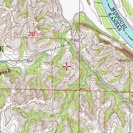 Topographic Map of Smithton (historical), KS