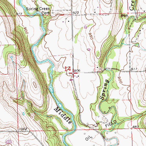 Topographic Map of Spring Creek, KS