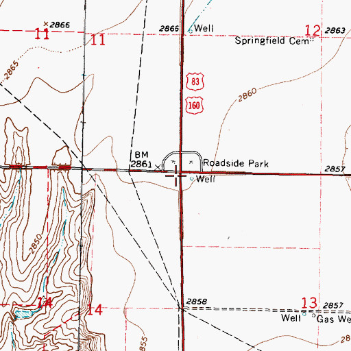 Topographic Map of Springfield (historical), KS