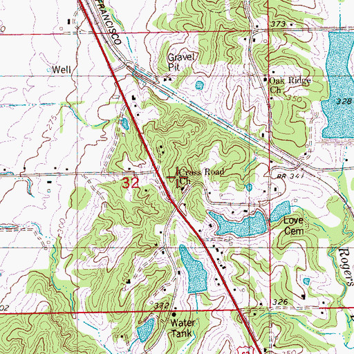Topographic Map of Cross Road Church, AR