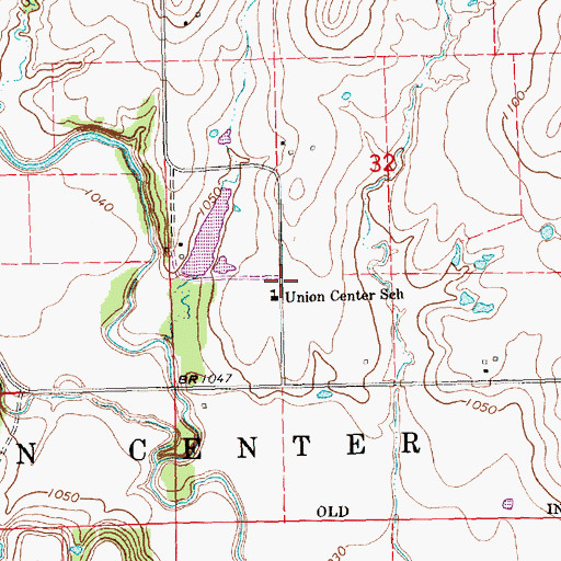 Topographic Map of Union Centre (historical), KS