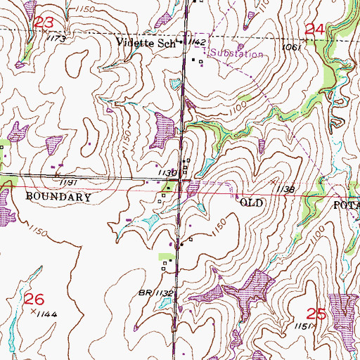 Topographic Map of Vidette (historical), KS