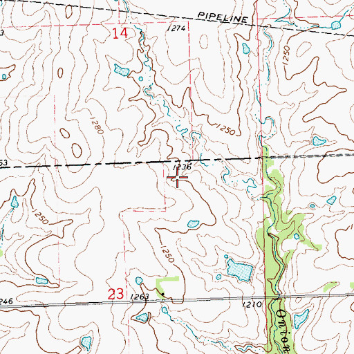 Topographic Map of Waushara (historical), KS