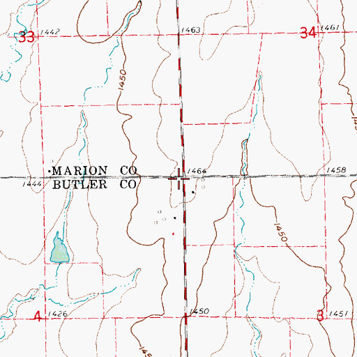 Topographic Map of Nellans (historical), KS
