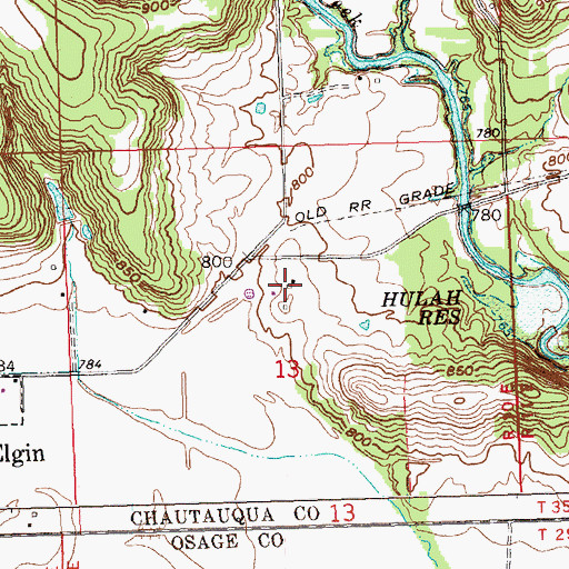 Topographic Map of Hudson (historical), KS
