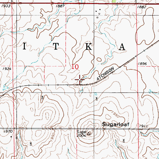 Topographic Map of Grayson (historical), KS