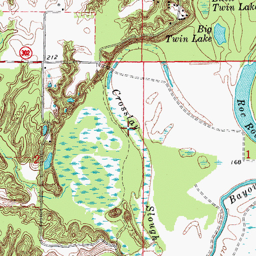 Topographic Map of Crosslay Slough, AR