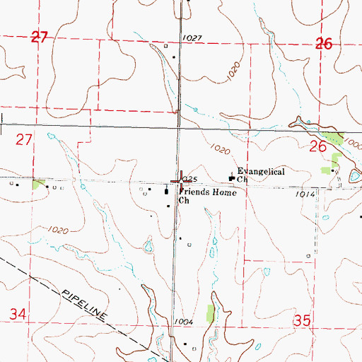 Topographic Map of Warnnersburg (historical), KS