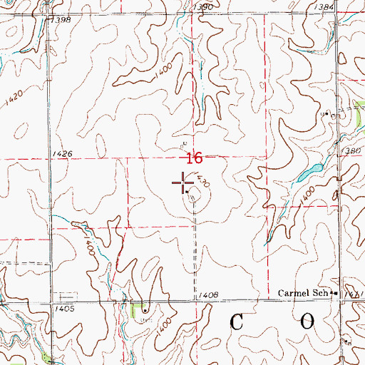 Topographic Map of Carmel (historical), KS