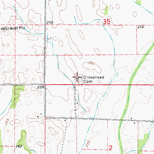 Topographic Map of Crossroad Cemetery, AR