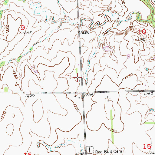 Topographic Map of Red Bud (historical), KS