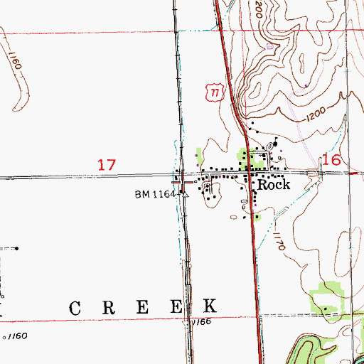Topographic Map of Rock Station (historical), KS