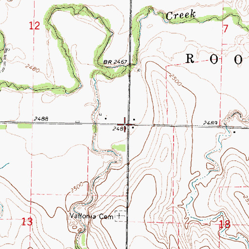 Topographic Map of Vallonia (historical), KS