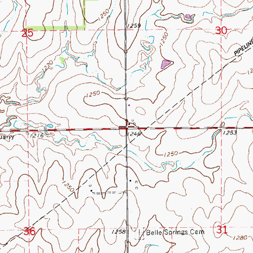 Topographic Map of Bell Spring (historical), KS