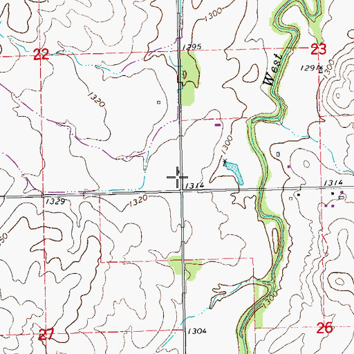 Topographic Map of Rhodes (historical), KS
