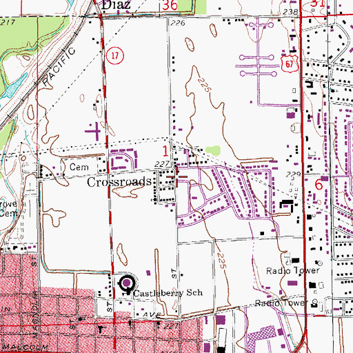 Topographic Map of Crossroads, AR