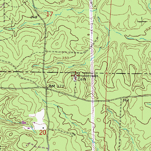 Topographic Map of Crossroads Cemetery, AR