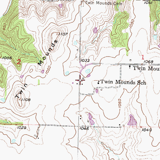 Topographic Map of Twin Mound (historical), KS