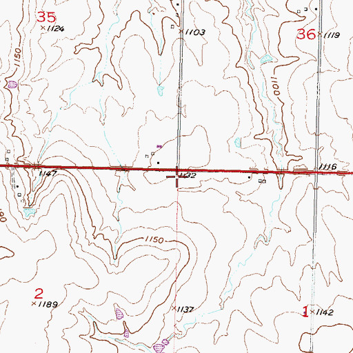 Topographic Map of Baden (historical), KS