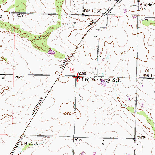 Topographic Map of Prairie City (historical), KS