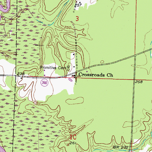 Topographic Map of Crossroads Church, AR
