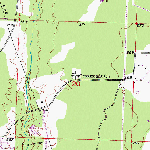 Topographic Map of Crossroads Church, AR