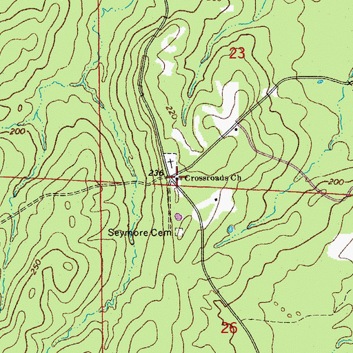 Topographic Map of Crossroads Church, AR