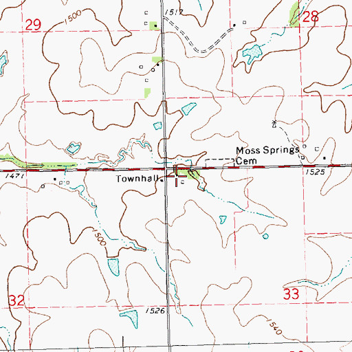 Topographic Map of Moss Springs (historical), KS