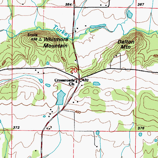 Topographic Map of Crossroads Church, AR