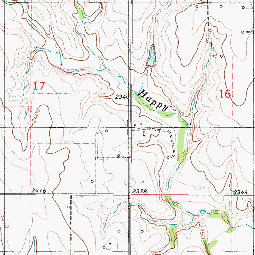 Topographic Map of Happy (historical), KS