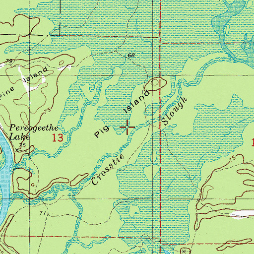 Topographic Map of Crosstie Slough, AR