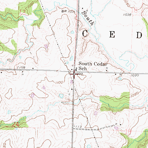 Topographic Map of South Cedar (historical), KS