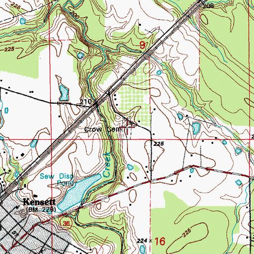 Topographic Map of Crow Cemetery, AR