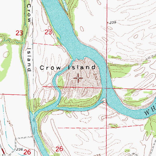 Topographic Map of Crow Island, AR