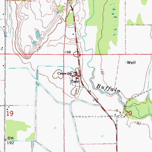 Topographic Map of Crowder Church, AR