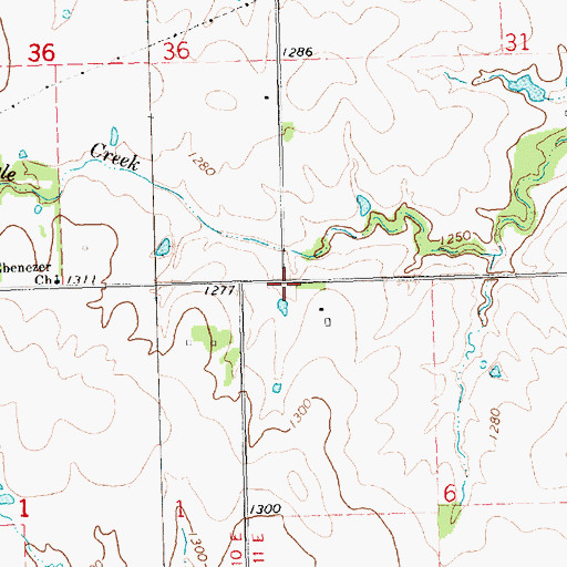 Topographic Map of Ewing (historical), KS