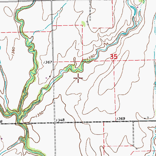Topographic Map of Mud Creek, KS