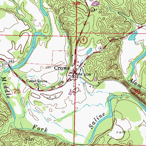 Topographic Map of Crows, AR