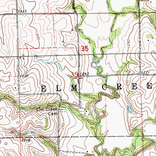 Topographic Map of Elm Creek (historical), KS