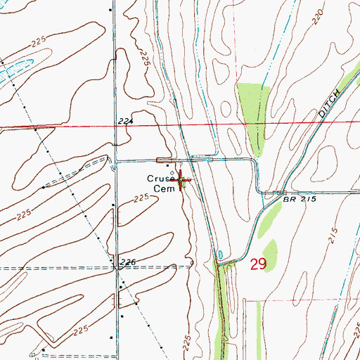 Topographic Map of Cruse Cemetery, AR