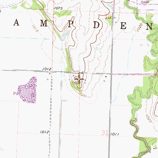 Topographic Map of Hampden (historical), KS