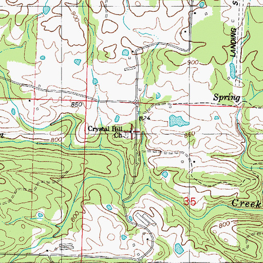 Topographic Map of Crystal Hill Church, AR