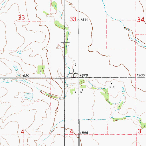 Topographic Map of West Cedar (historical), KS