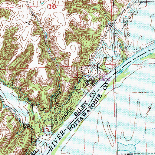 Topographic Map of Cleburne (historical), KS