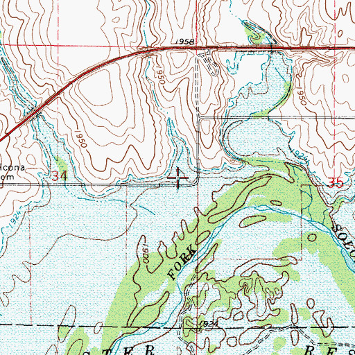 Topographic Map of Alcona (historical), KS