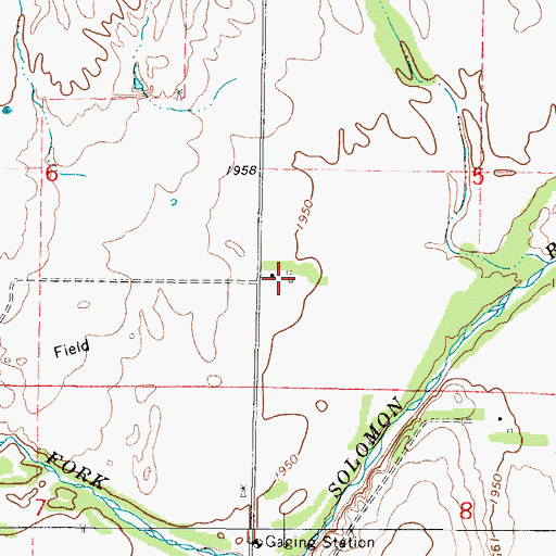 Topographic Map of Gould City (historical), KS