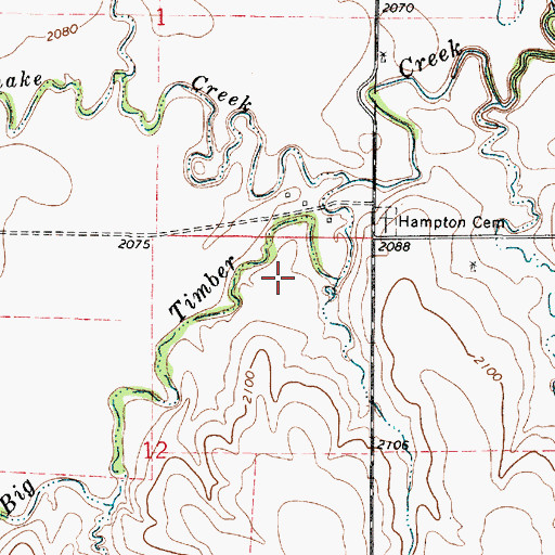 Topographic Map of Hampton (historical), KS