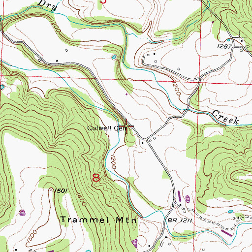 Topographic Map of Culwell Cemetery, AR